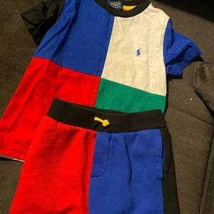 Ralph Lauren POLO boys colorblock short set